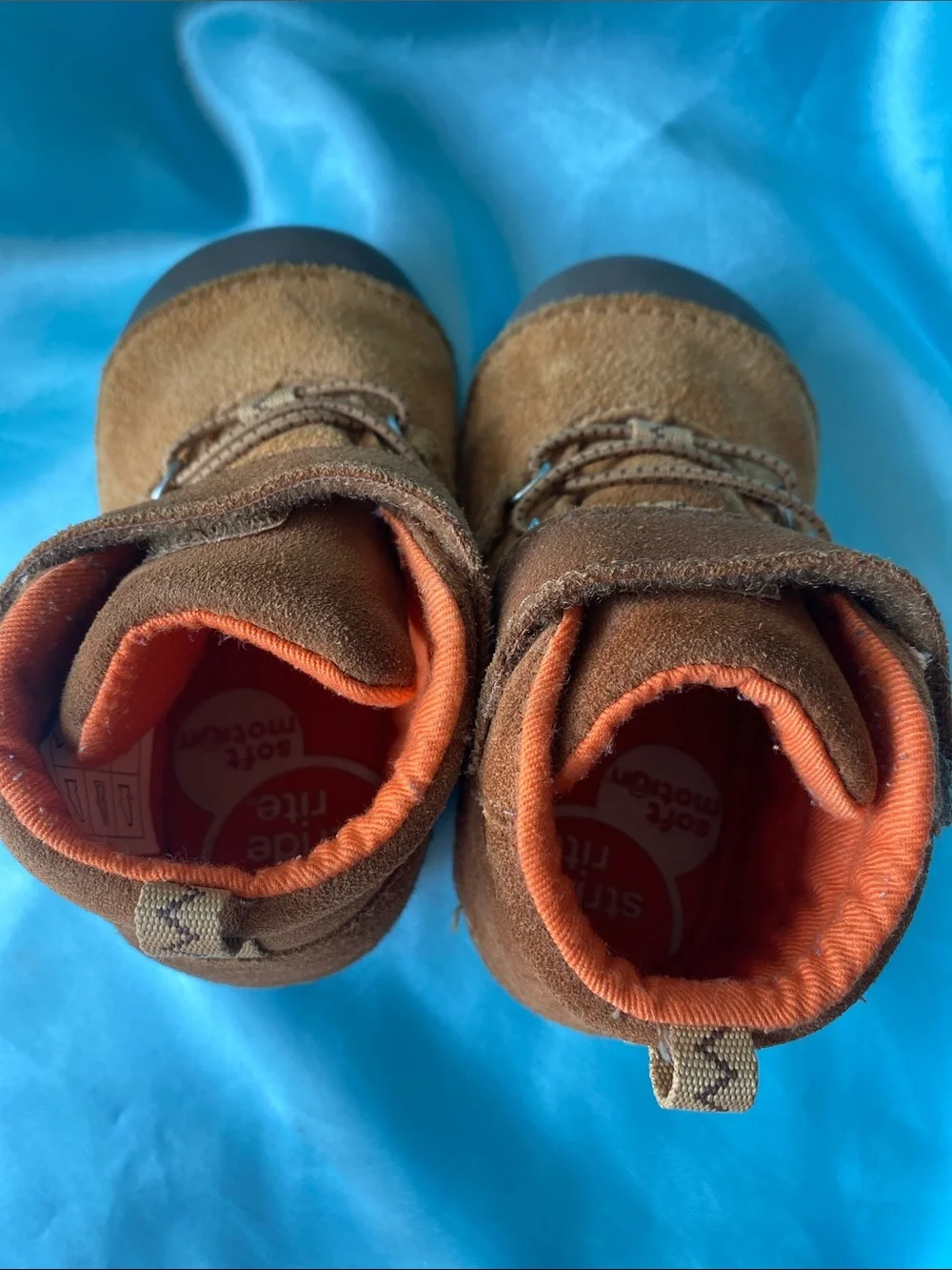 Stride Rite Boys Blake Brown Suede Ankle Boots with Orange Lining